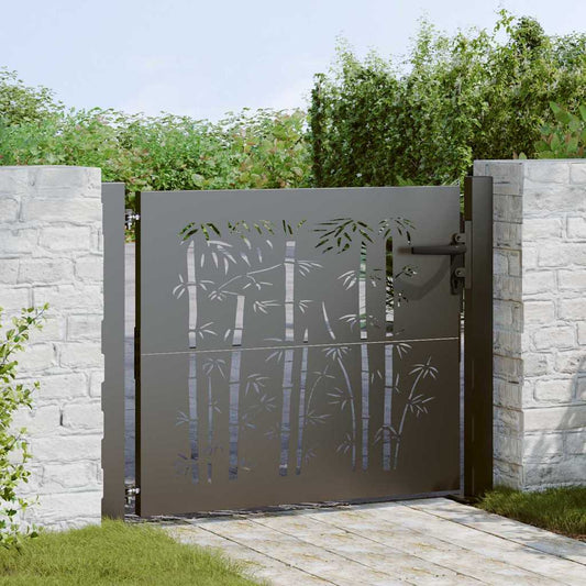 Garden Gate 110 x 105 cm Powder-Coated Steel Black Lockable