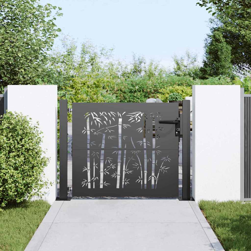 Garden Gate with Lock Black 110 x 105 cm Powder-Coated Steel