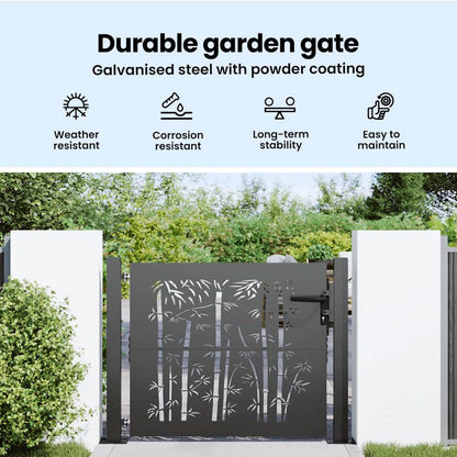 Garden Gate with Lock Black 110 x 105 cm Powder-Coated Steel