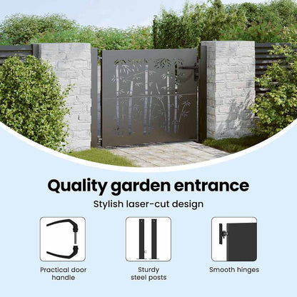 Garden Gate with Lock Black 110 x 105 cm Powder-Coated Steel