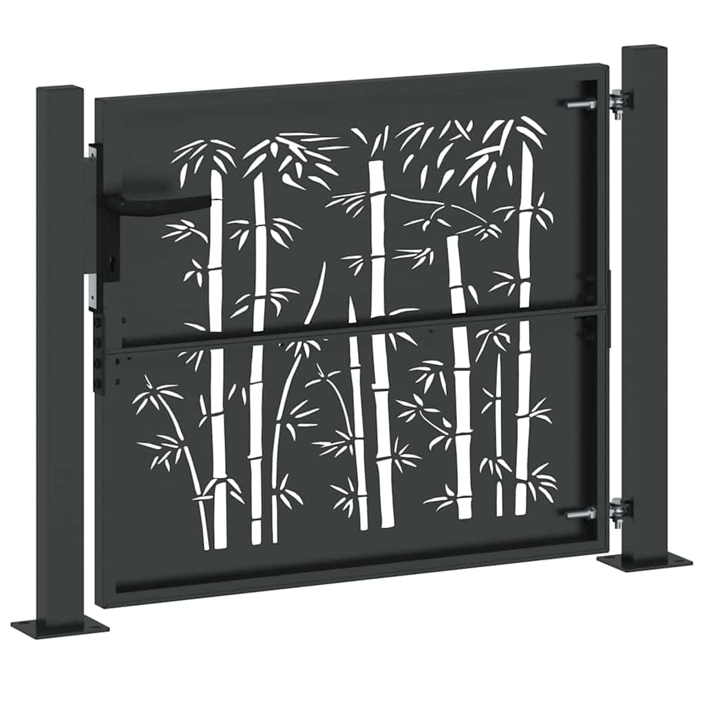 Garden Gate with Lock Black 110 x 105 cm Powder-Coated Steel