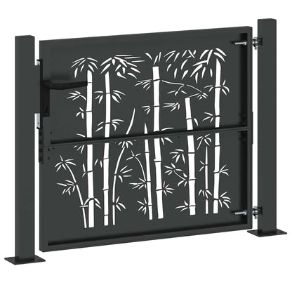Garden Gate with Lock Black 110 x 105 cm Powder-Coated Steel