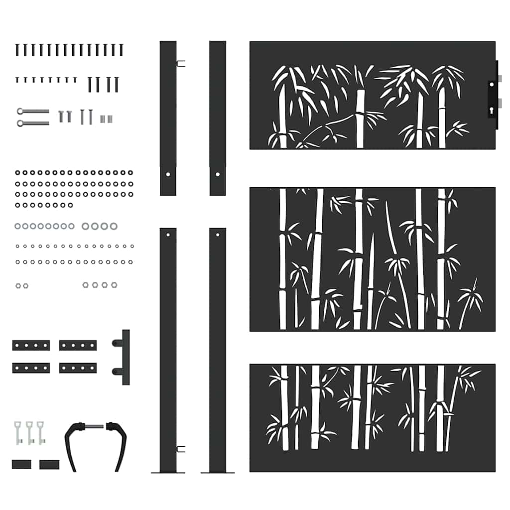 Garden Gate with Lock Black 110 x 130 cm Powder-Coated Steel