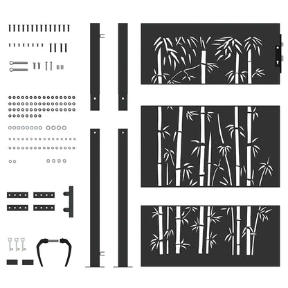 Garden Gate with Lock Black 110 x 130 cm Powder-Coated Steel