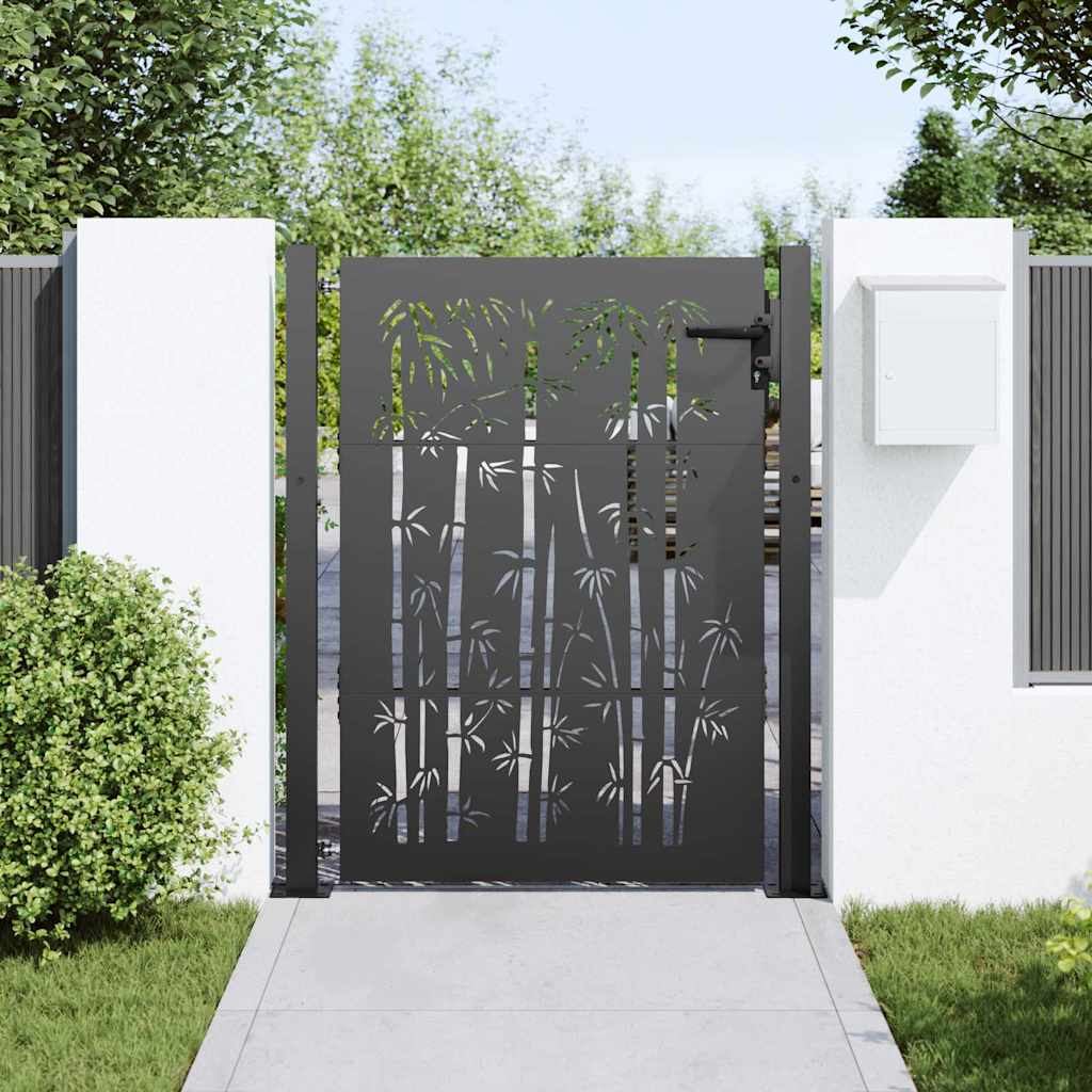 Garden Gate with Lock Black 110 x 130 cm Powder-Coated Steel