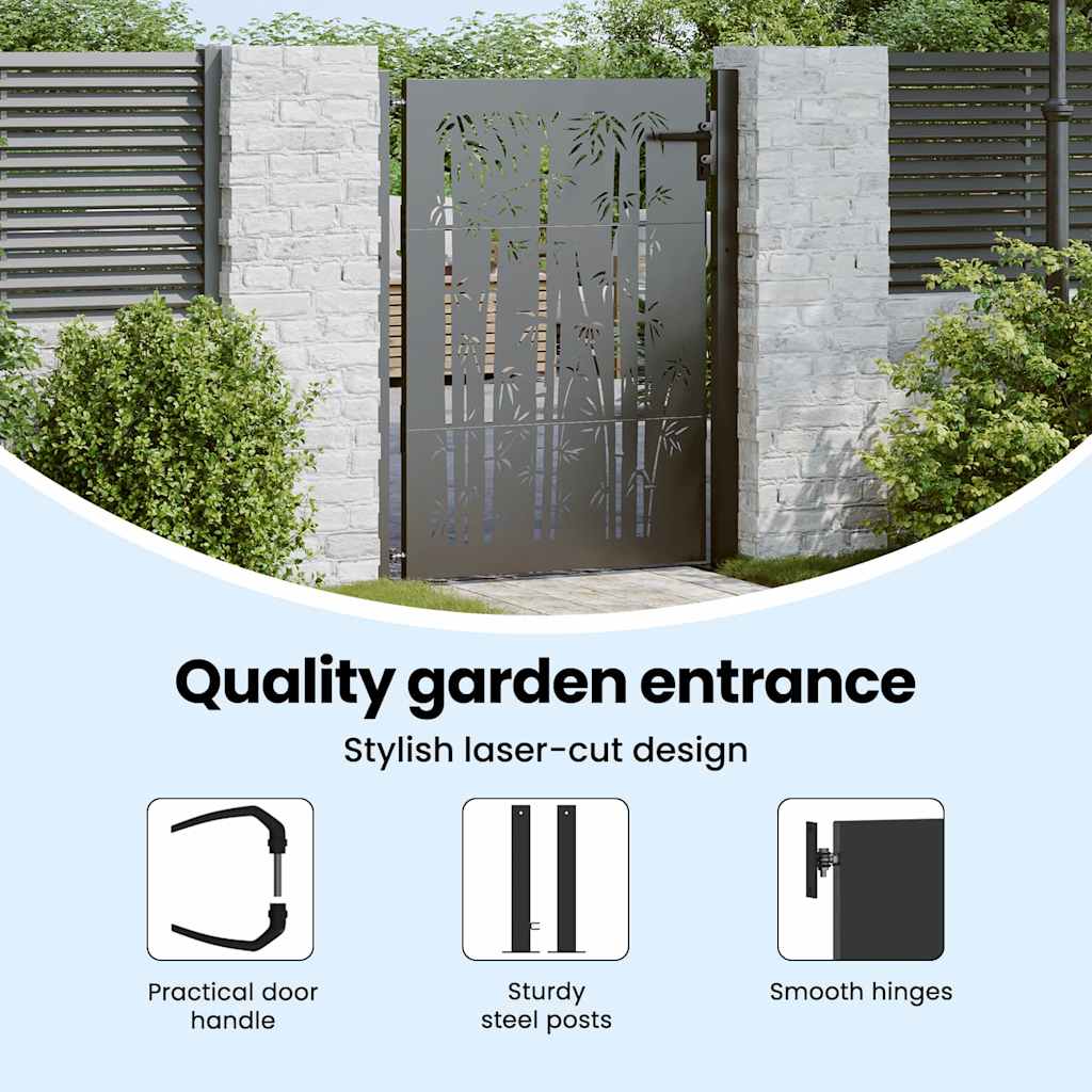 Garden Gate with Lock Black 110 x 130 cm Powder-Coated Steel