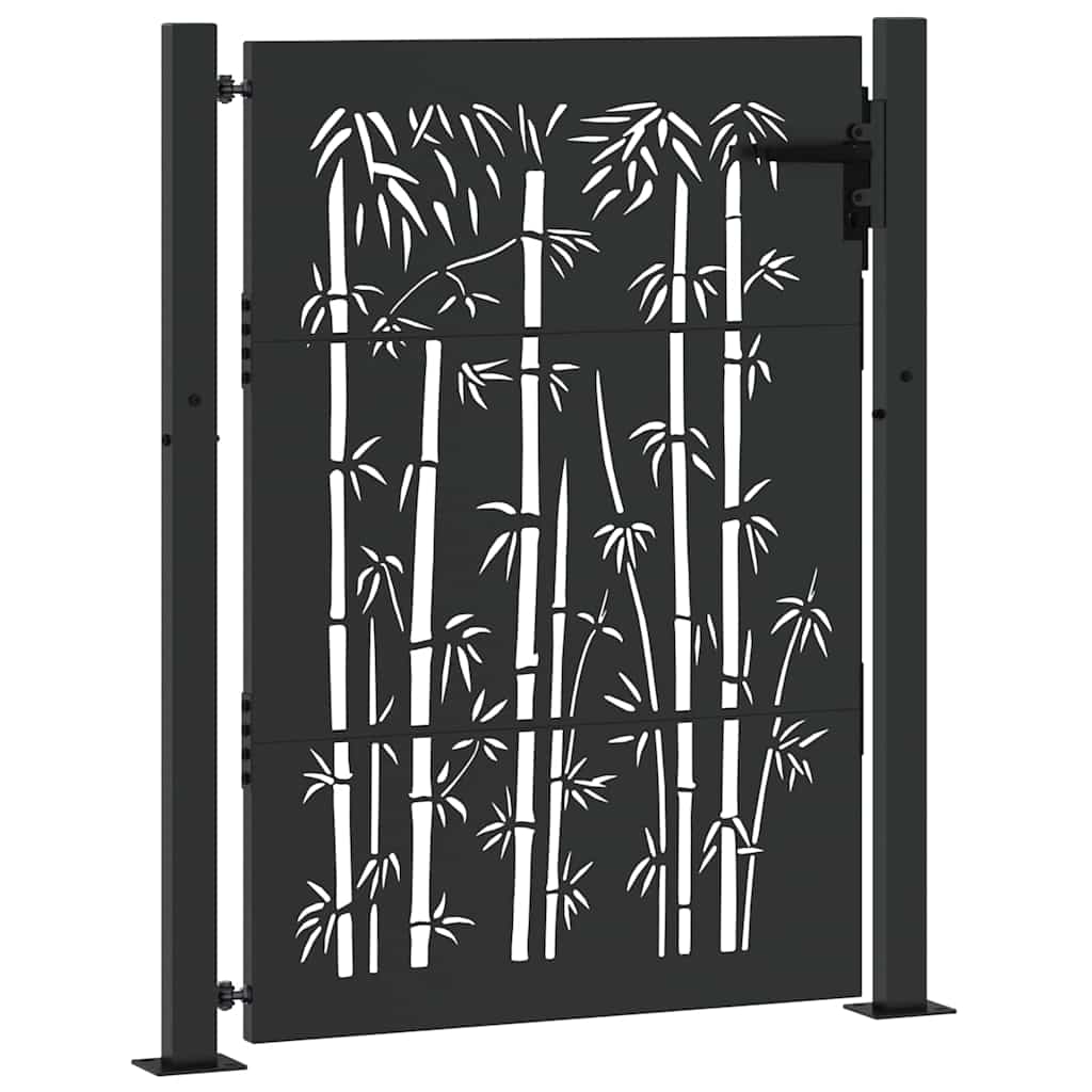 Garden Gate with Lock Black 110 x 130 cm Powder-Coated Steel