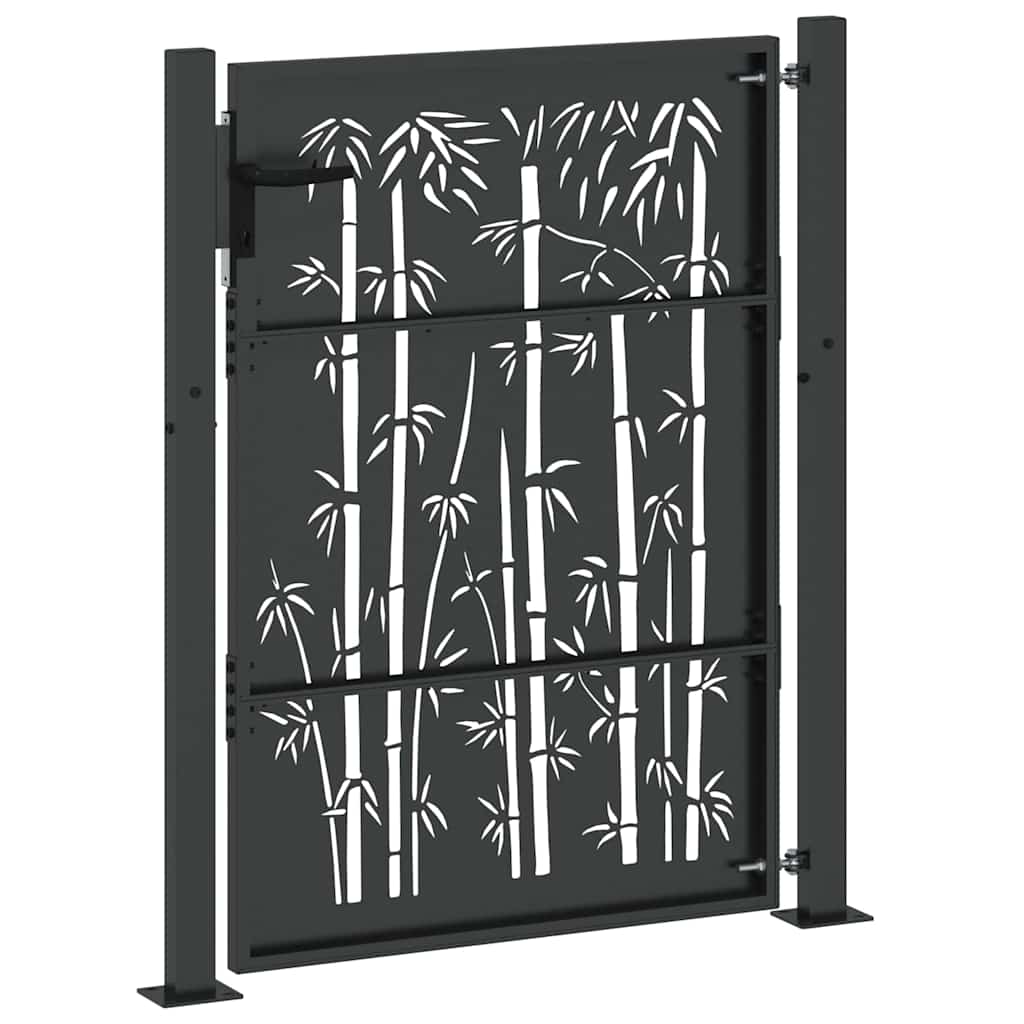 Garden Gate with Lock Black 110 x 130 cm Powder-Coated Steel