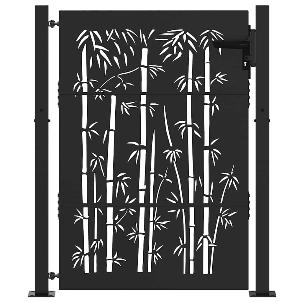 Garden Gate with Lock Black 110 x 130 cm Powder-Coated Steel