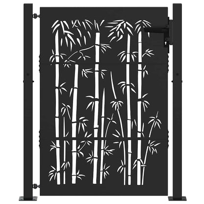 Garden Gate with Lock Black 110 x 130 cm Powder-Coated Steel