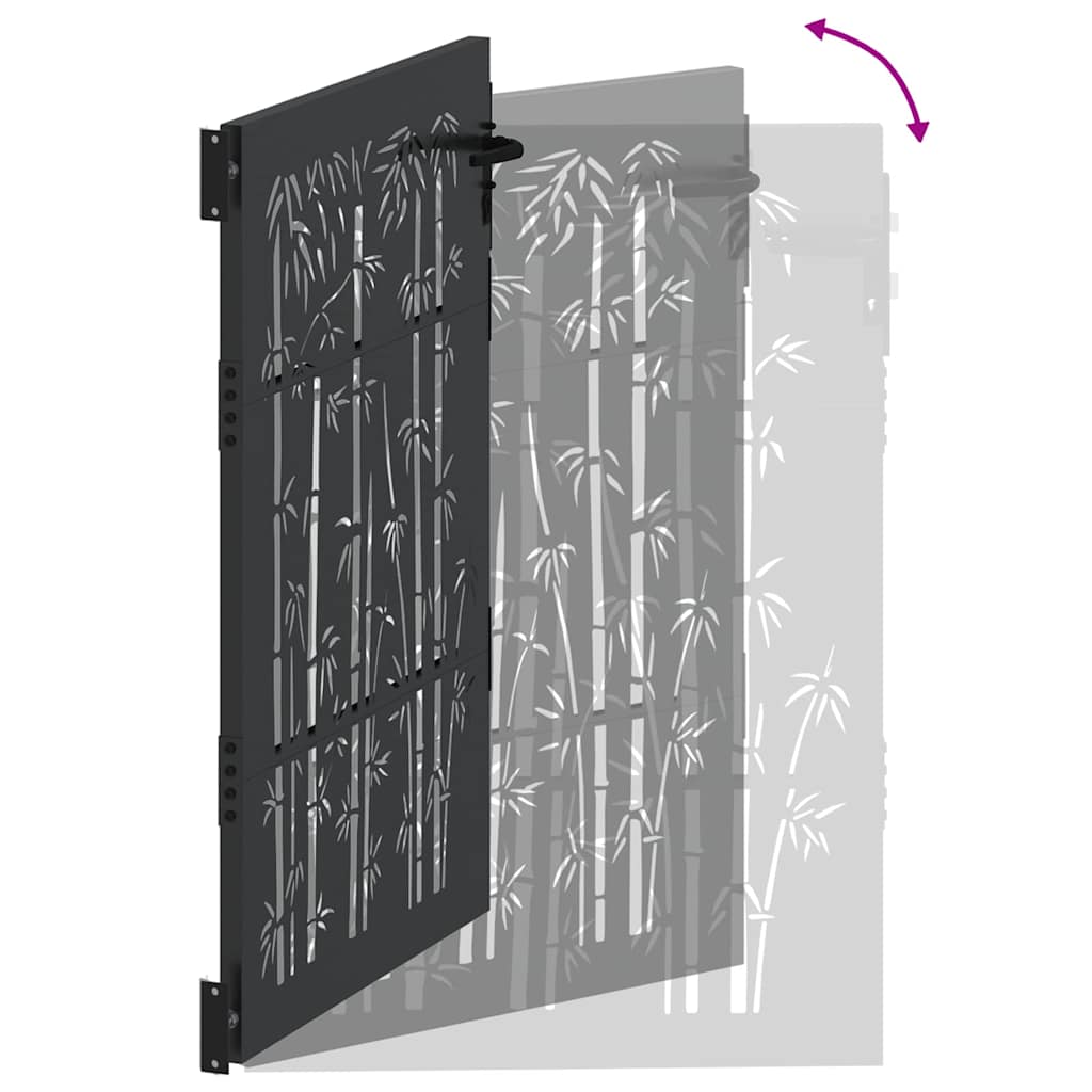 Garden Gate with Lock Black 110 x 130 cm Powder-Coated Steel