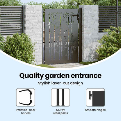 Garden Gate with Lock Black 110 x 155 cm Powder-Coated Steel