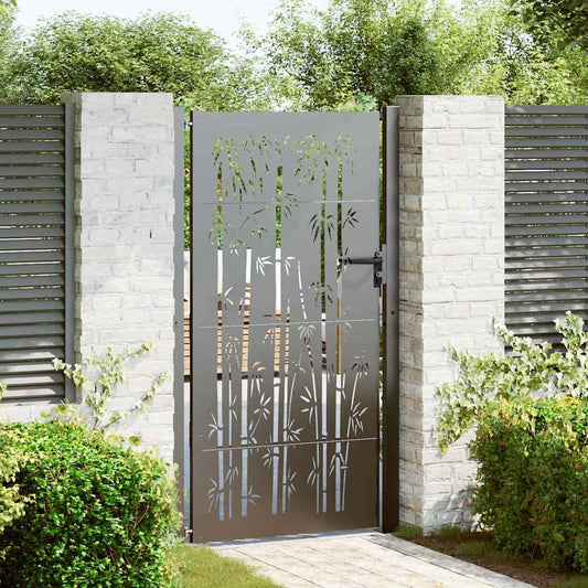 Garden Gate with Lock Black 110 x 180 cm Powder-Coated Steel