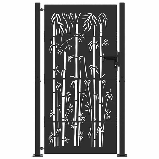 Garden Gate with Lock Black 110 x 180 cm Powder-Coated Steel