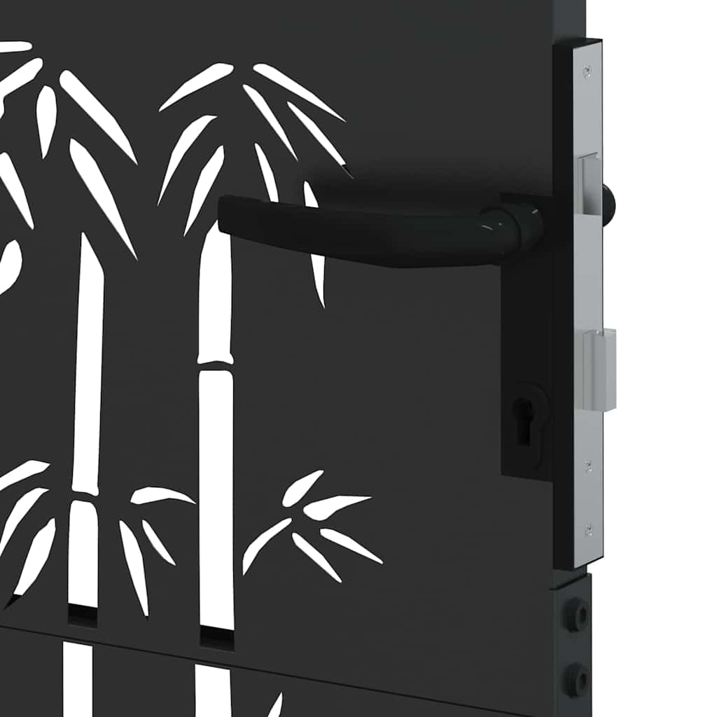 Garden Gate with Lock Black 110 x 205 cm Powder-Coated Steel