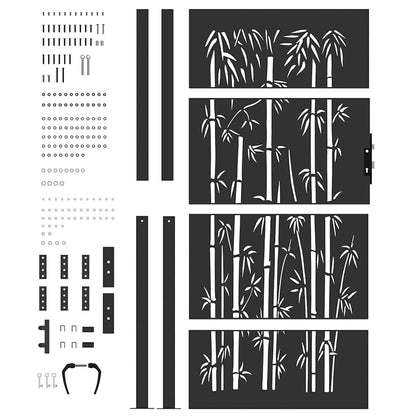 Garden Gate with Lock Black 110 x 205 cm Powder-Coated Steel