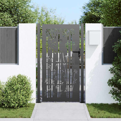 Garden Gate with Lock Black 110 x 205 cm Powder-Coated Steel