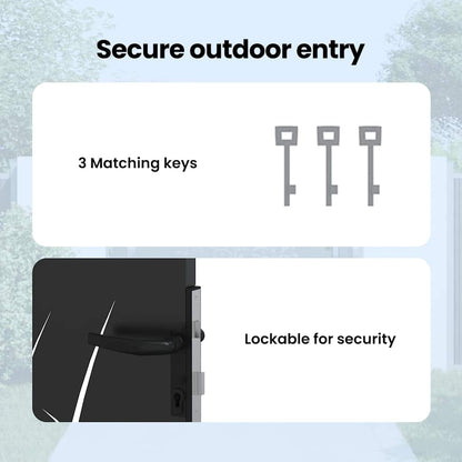 Garden Gate with Lock Black 110 x 205 cm Powder-Coated Steel