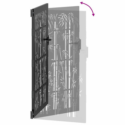 Garden Gate with Lock Black 110 x 205 cm Powder-Coated Steel