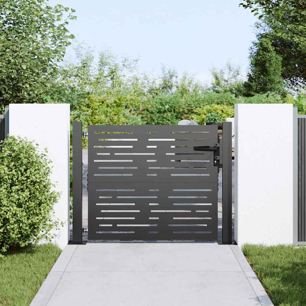 Garden Gate with Lock Black 110 x 105 cm Powder-Coated Steel