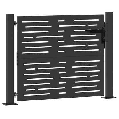 Garden Gate with Lock Black 110 x 105 cm Powder-Coated Steel