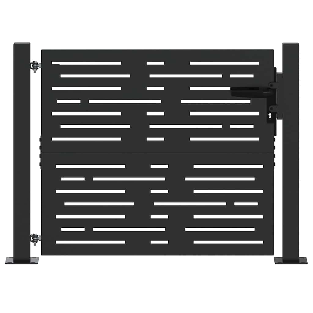 Garden Gate with Lock Black 110 x 105 cm Powder-Coated Steel