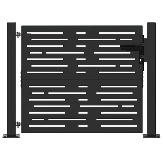 Garden Gate with Lock Black 110 x 105 cm Powder-Coated Steel