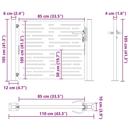 Garden Gate with Lock Black 110 x 105 cm Powder-Coated Steel