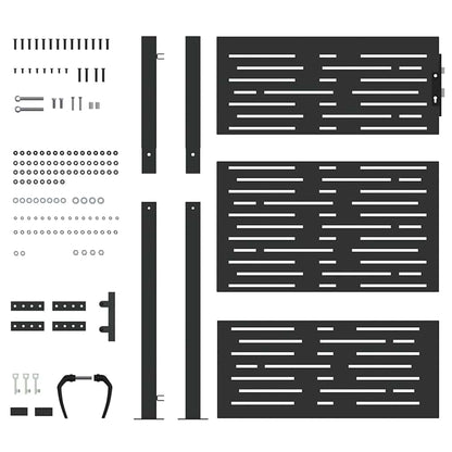 Garden Gate with Lock Black 110 x 130 cm Powder-Coated Steel