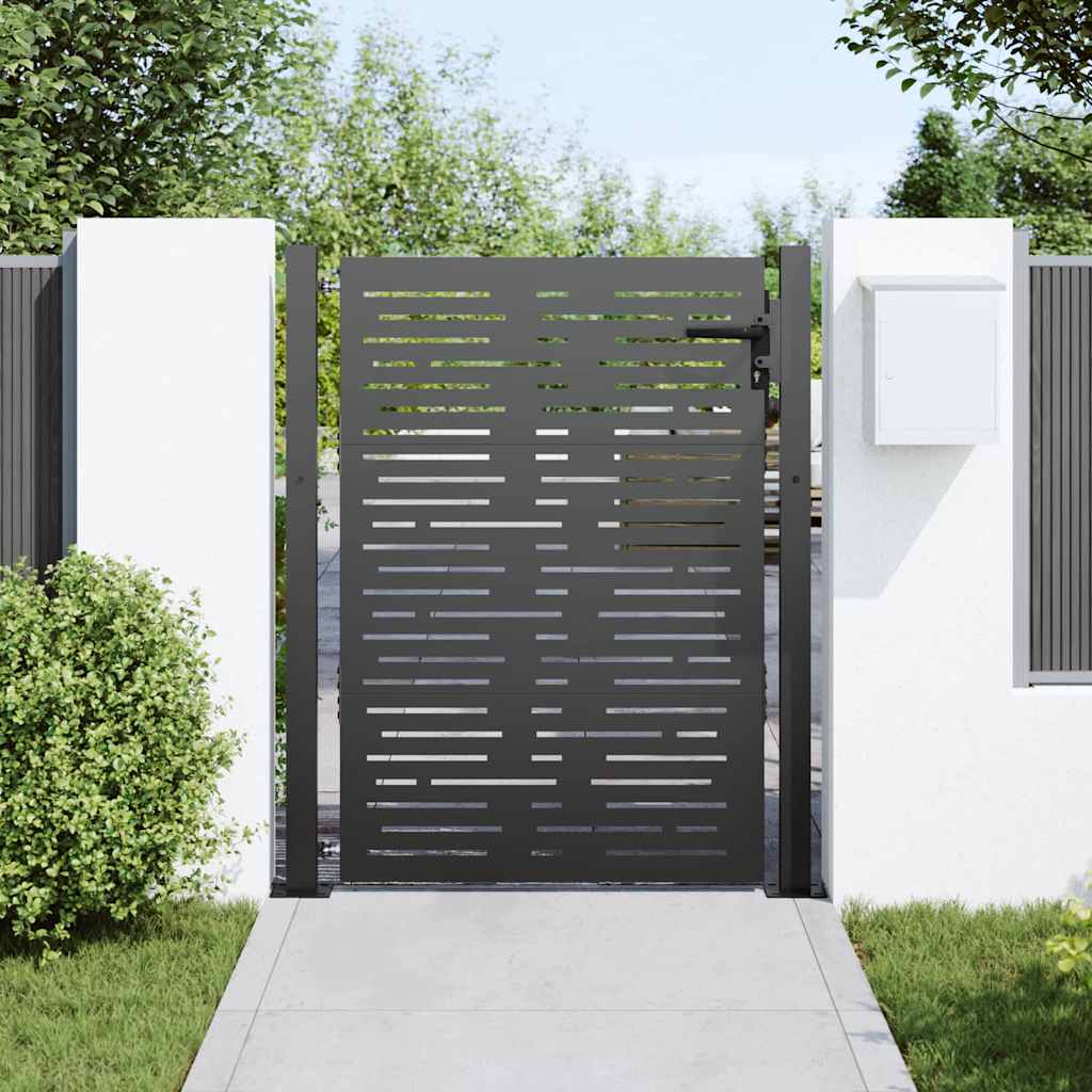 Garden Gate with Lock Black 110 x 130 cm Powder-Coated Steel