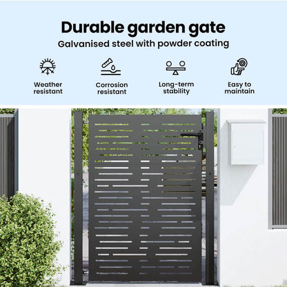Garden Gate with Lock Black 110 x 130 cm Powder-Coated Steel