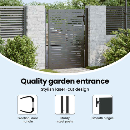 Garden Gate with Lock Black 110 x 130 cm Powder-Coated Steel