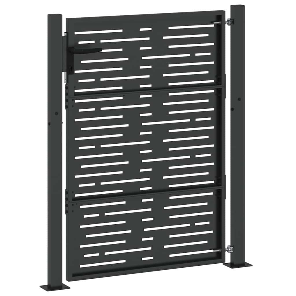 Garden Gate with Lock Black 110 x 130 cm Powder-Coated Steel
