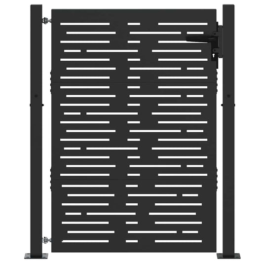 Garden Gate with Lock Black 110 x 130 cm Powder-Coated Steel