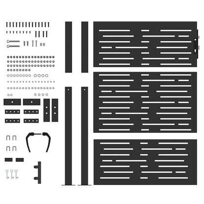 Garden Gate with Lock Black 110 x 155 cm Powder-Coated Steel