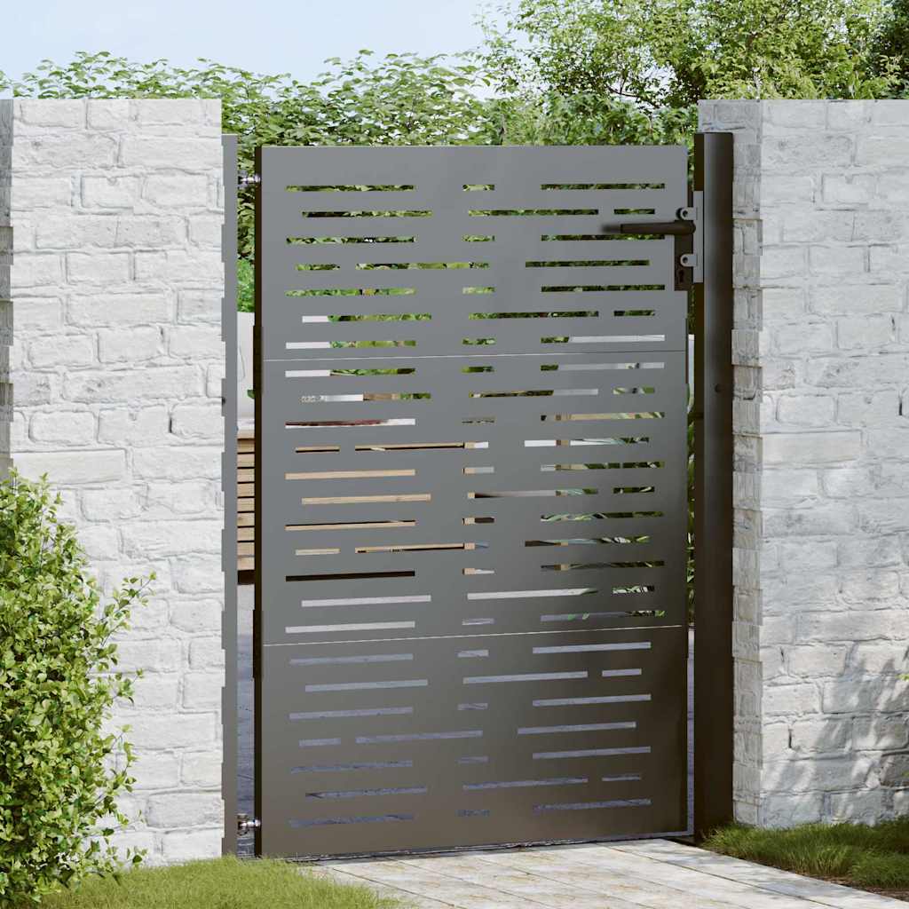 Garden Gate with Lock Black 110 x 155 cm Powder-Coated Steel