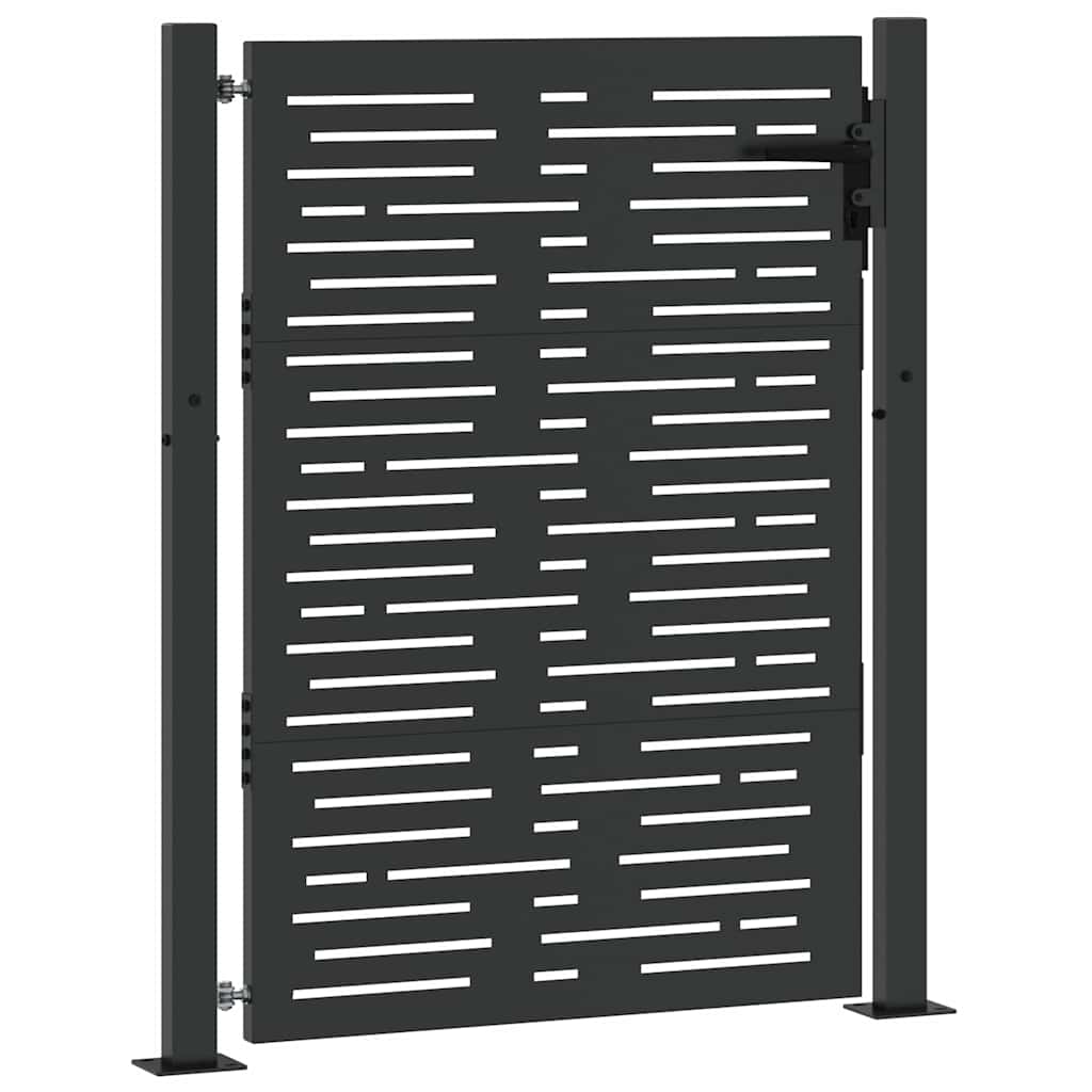 Garden Gate with Lock Black 110 x 155 cm Powder-Coated Steel