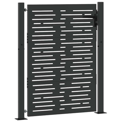 Garden Gate with Lock Black 110 x 155 cm Powder-Coated Steel