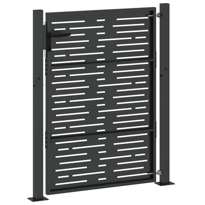 Garden Gate with Lock Black 110 x 155 cm Powder-Coated Steel