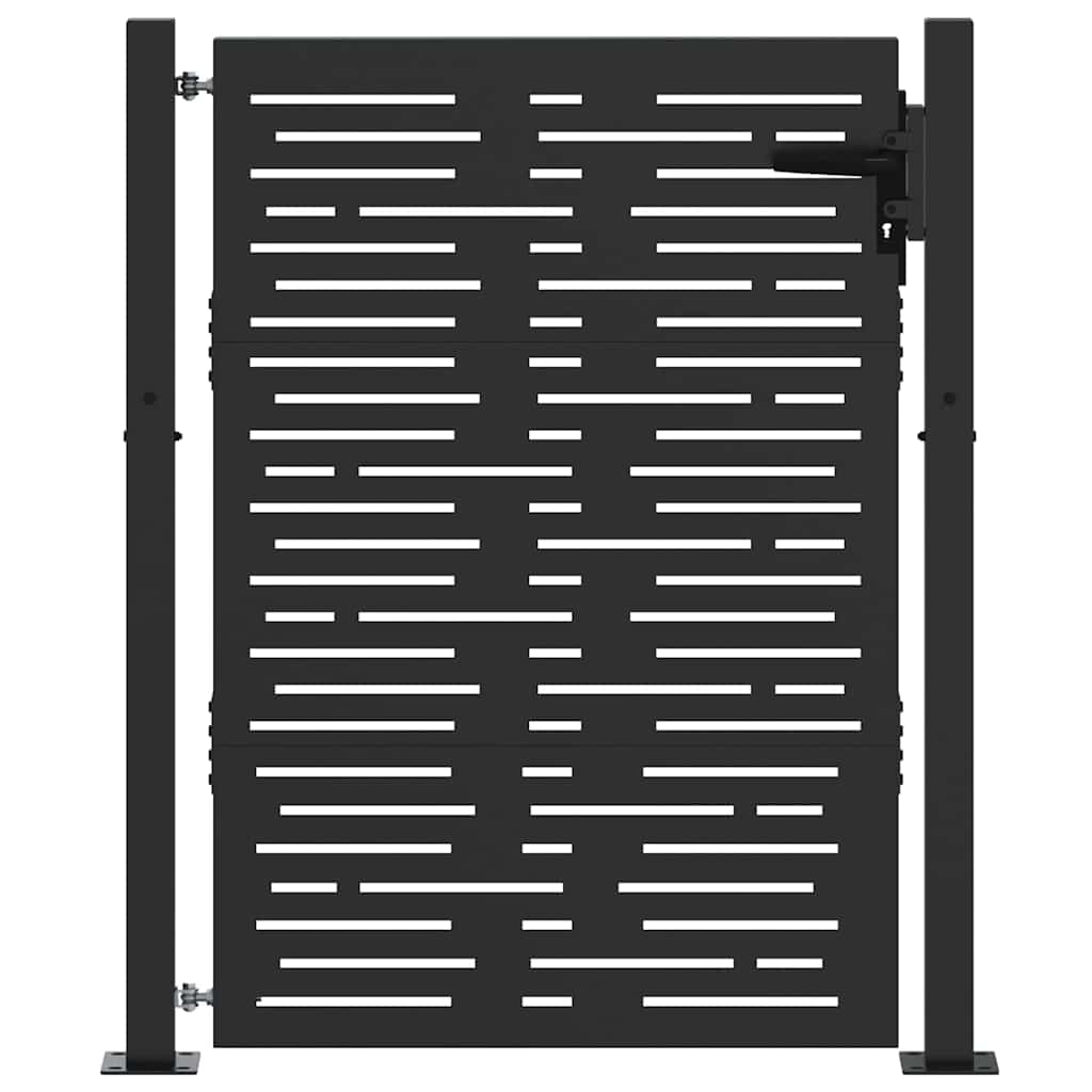 Garden Gate with Lock Black 110 x 155 cm Powder-Coated Steel