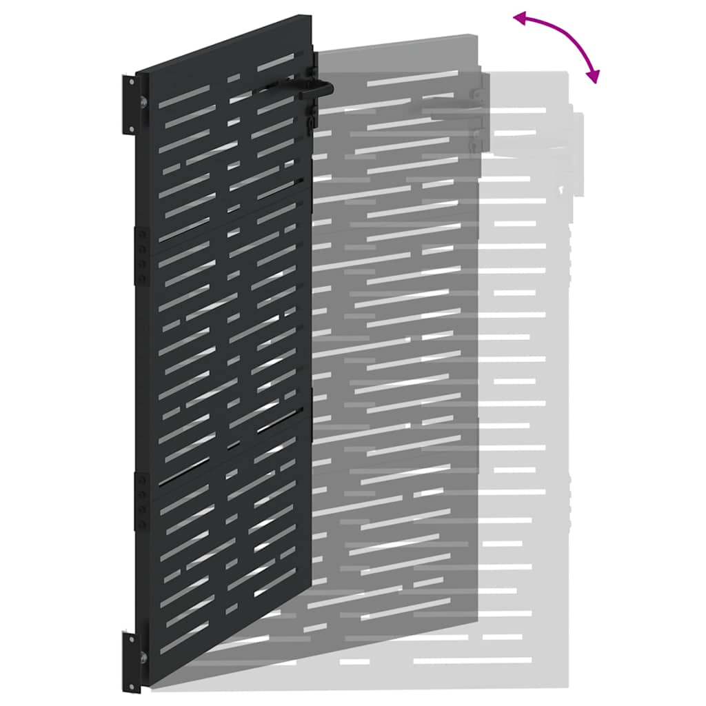Garden Gate with Lock Black 110 x 155 cm Powder-Coated Steel
