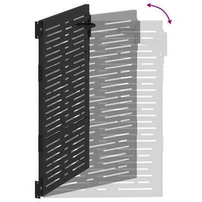 Garden Gate with Lock Black 110 x 155 cm Powder-Coated Steel