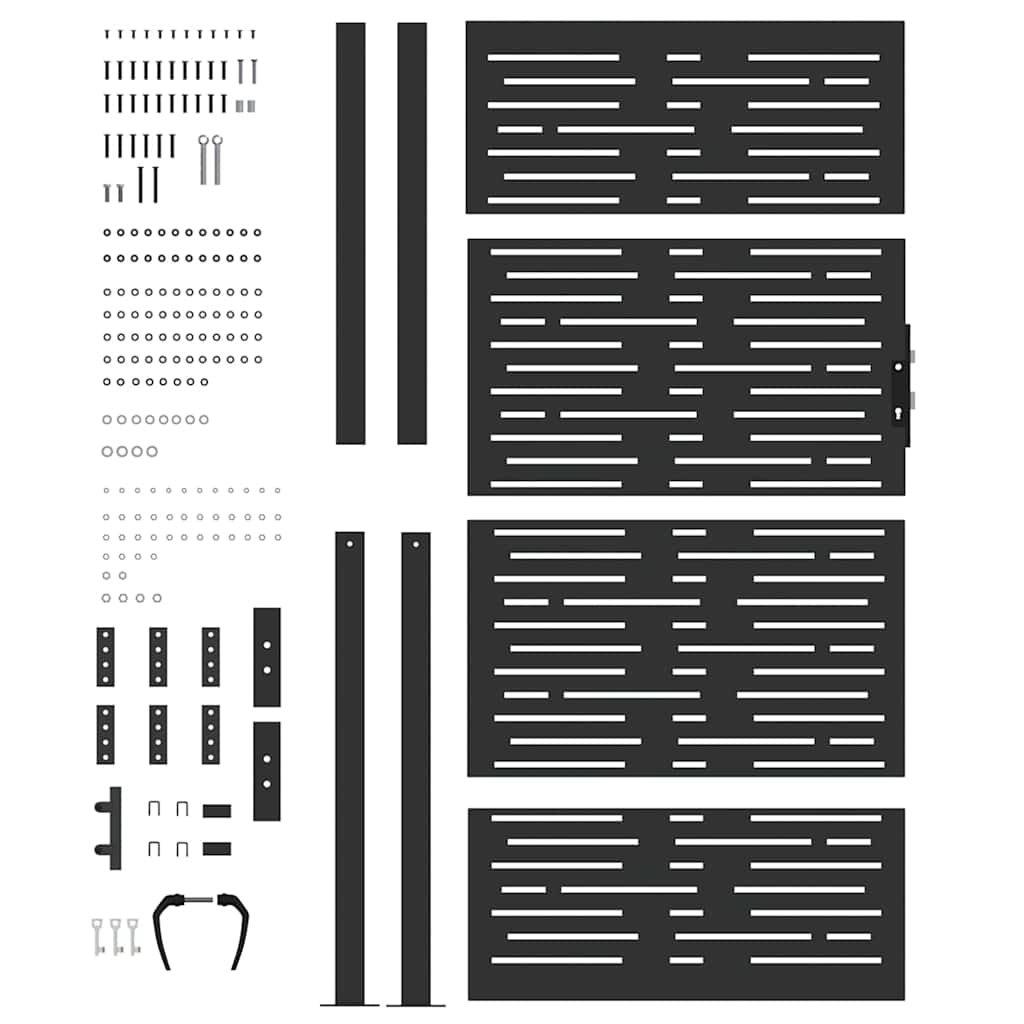 Garden Gate with Lock Black 110 x 180 cm Powder-Coated Steel