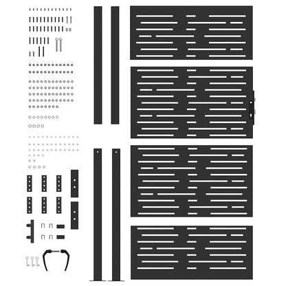 Garden Gate with Lock Black 110 x 180 cm Powder-Coated Steel