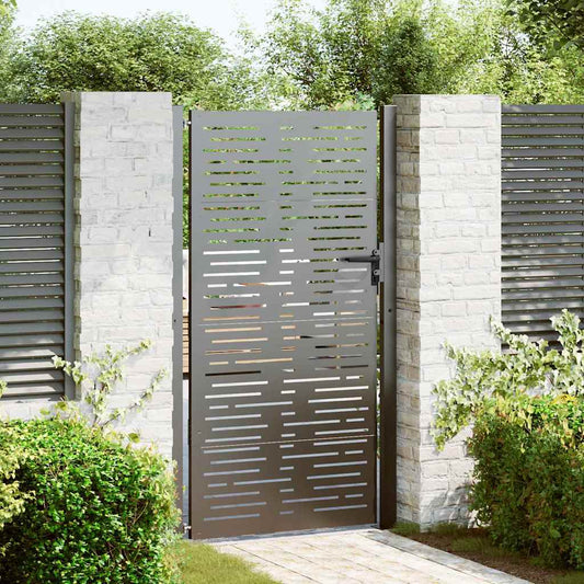Garden Gate with Lock Black 110 x 180 cm Powder-Coated Steel