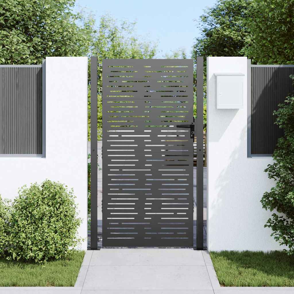 Garden Gate with Lock Black 110 x 180 cm Powder-Coated Steel