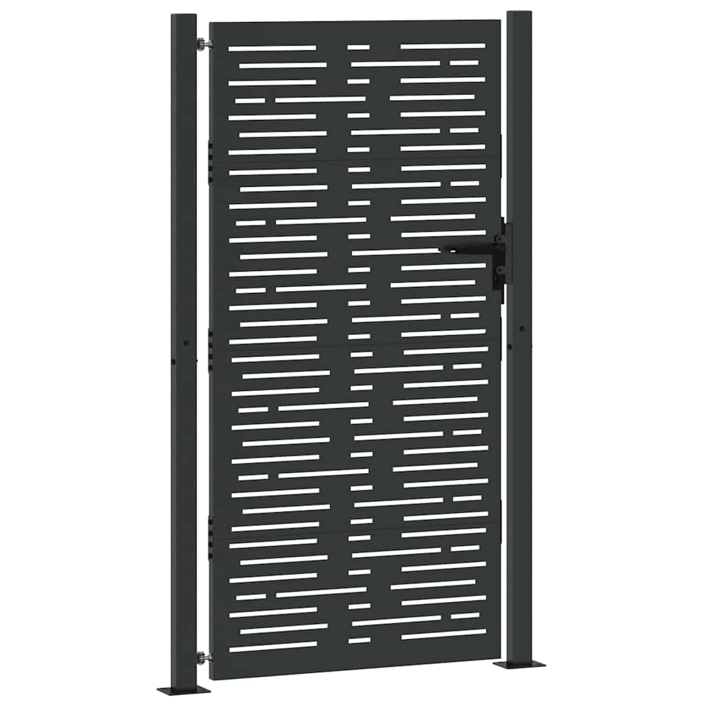 Garden Gate with Lock Black 110 x 180 cm Powder-Coated Steel