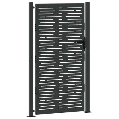 Garden Gate with Lock Black 110 x 180 cm Powder-Coated Steel