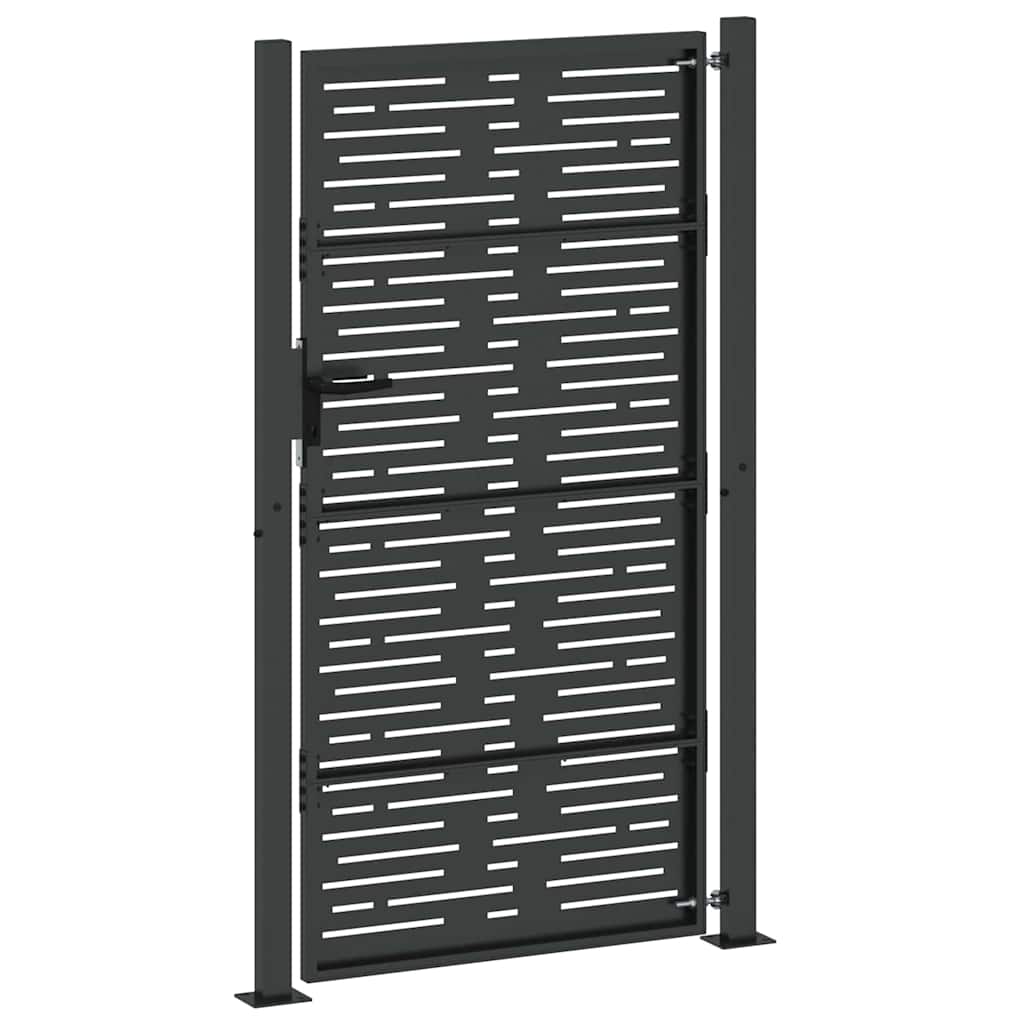 Garden Gate with Lock Black 110 x 180 cm Powder-Coated Steel