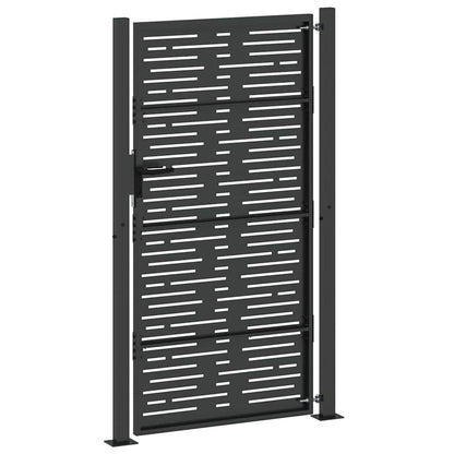 Garden Gate with Lock Black 110 x 180 cm Powder-Coated Steel